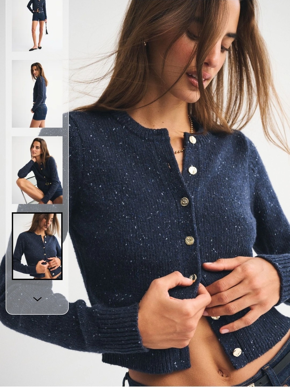 NWT Abercrombie & Fitch Navy Speckled Knit Cardigan - Picture 5 of 6